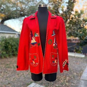 1950s/60s Lopez Mexican Embroidered Wool Jacket
